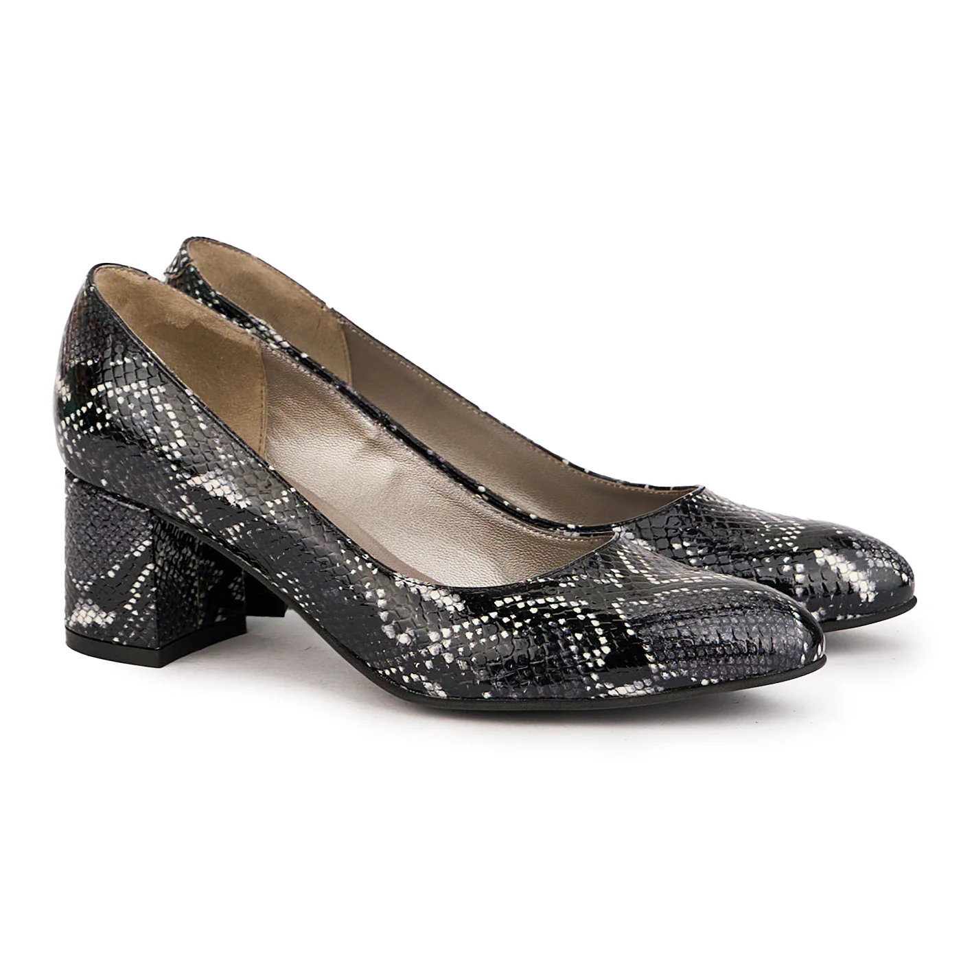Pantofi dama din piele naturala multicolor cu toc gros 6 cm 16785 - Image 4