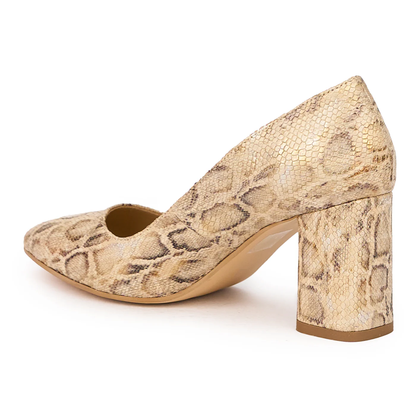 Pantofi dama din piele naturala multicolor cu toc gros 7.5 cm 15953 - Image 2