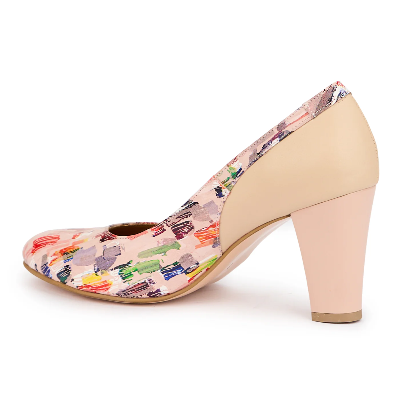 Pantofi dama din piele naturala multicolor cu toc gros 8 cm 15171 - Image 2