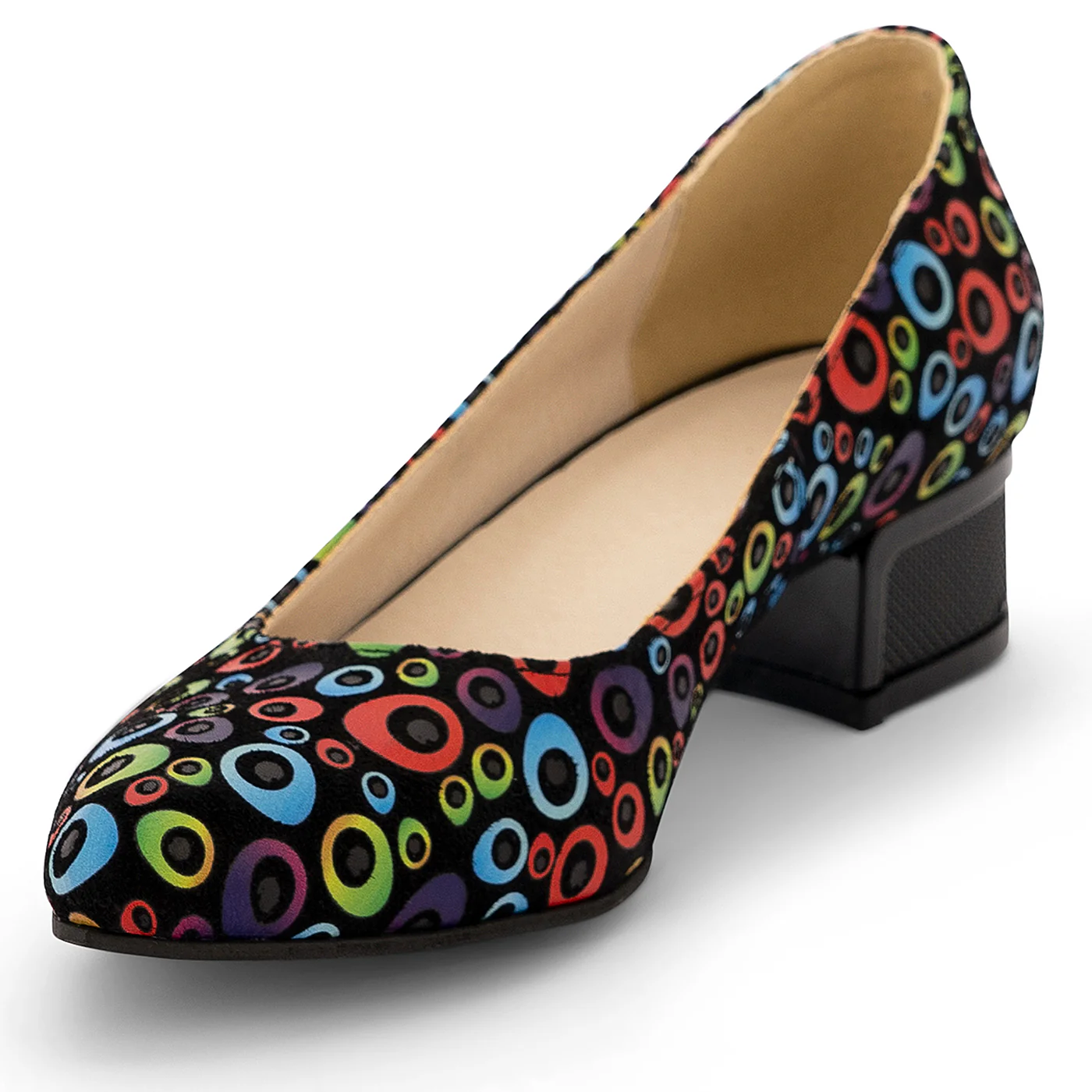 Pantofi dama din piele naturala multicolor cu toc mic 3.5 cm 14186 - Image 3