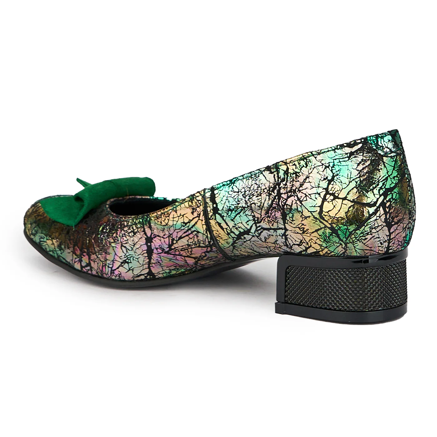 Pantofi dama din piele naturala multicolor cu toc mic 3.5 cm 15254 - Image 2