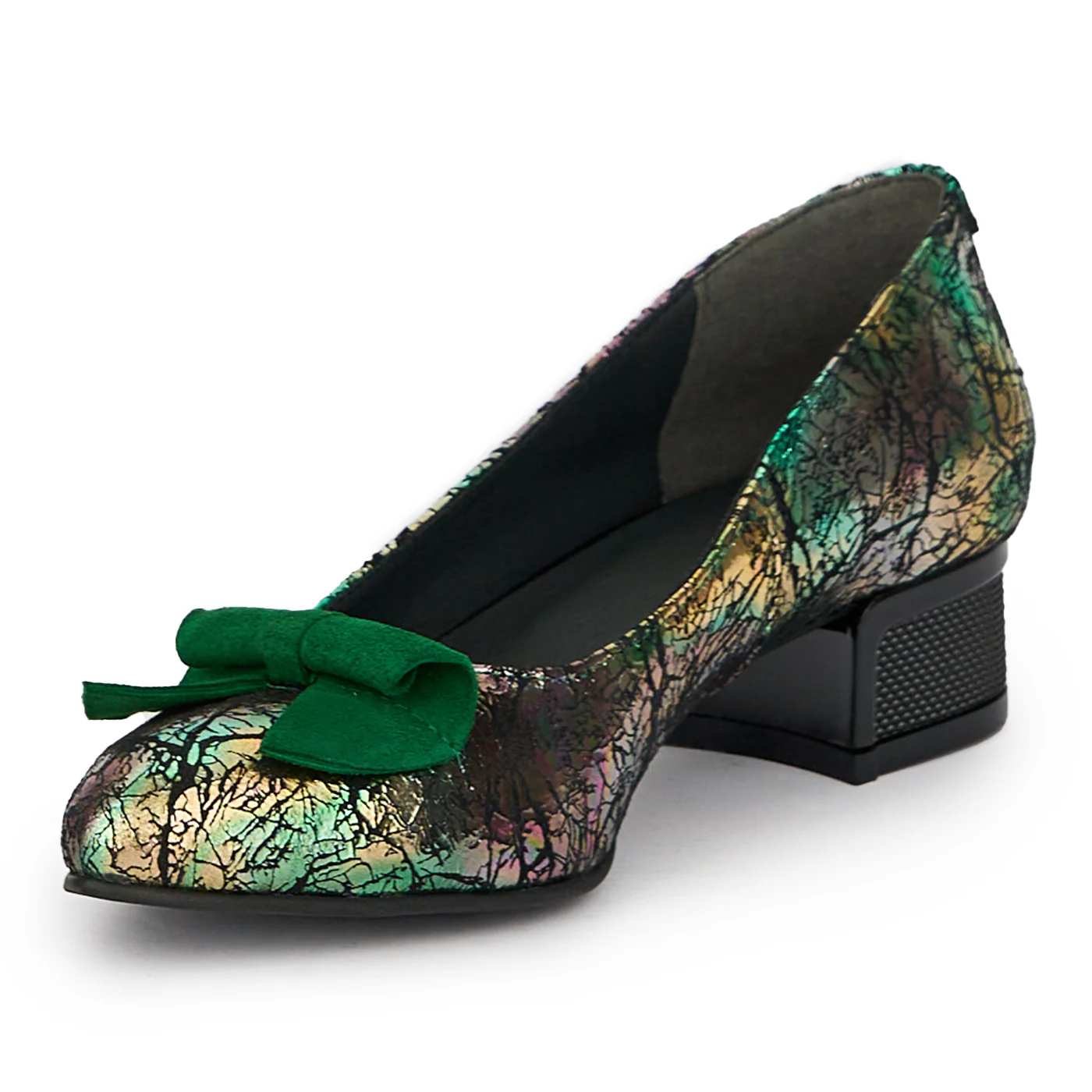 Pantofi dama din piele naturala multicolor cu toc mic 3.5 cm 15254 - Image 3