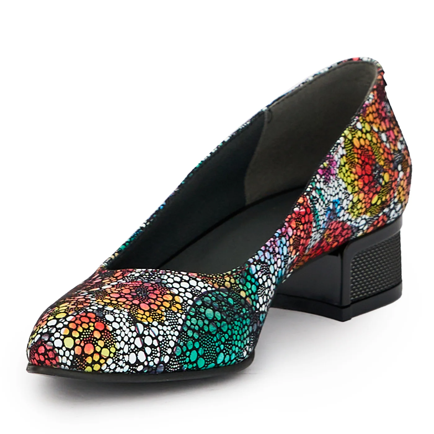 Pantofi dama din piele naturala multicolor cu toc mic 3.5 cm 15256 - Image 3