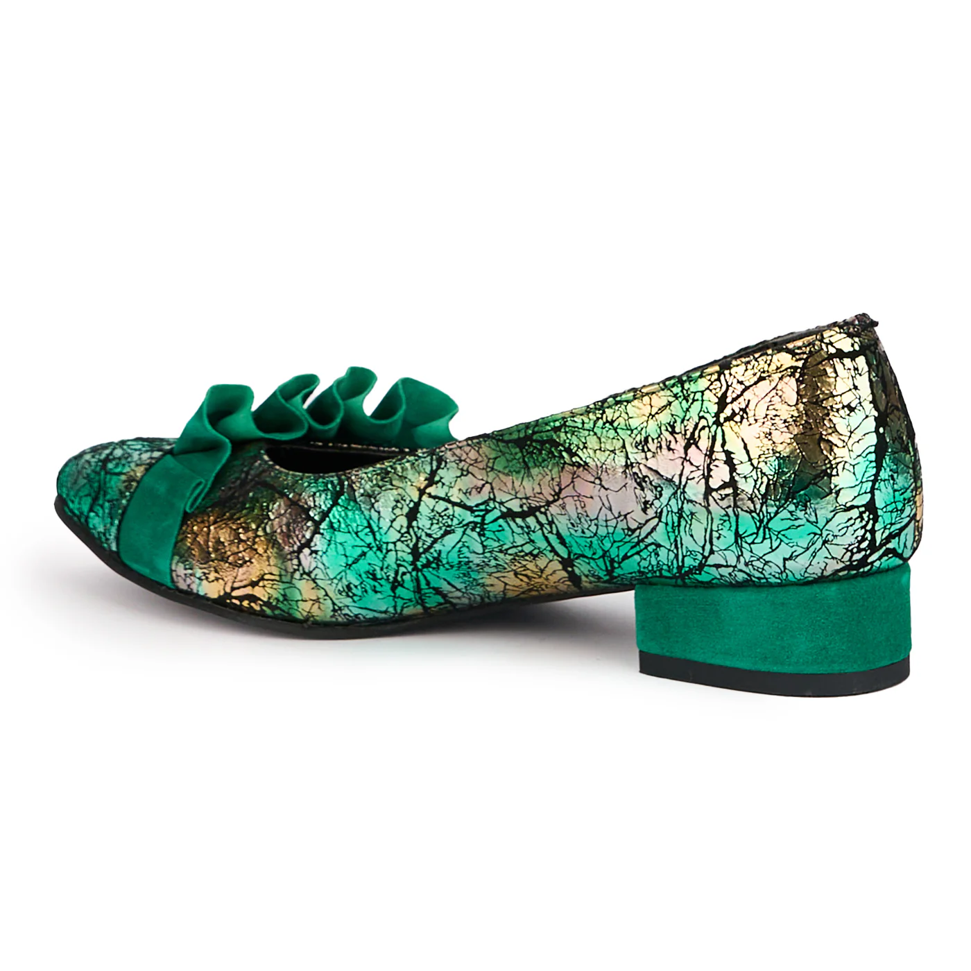 Pantofi dama din piele naturala multicolor cu toc mic 3 cm 16820 - Image 2