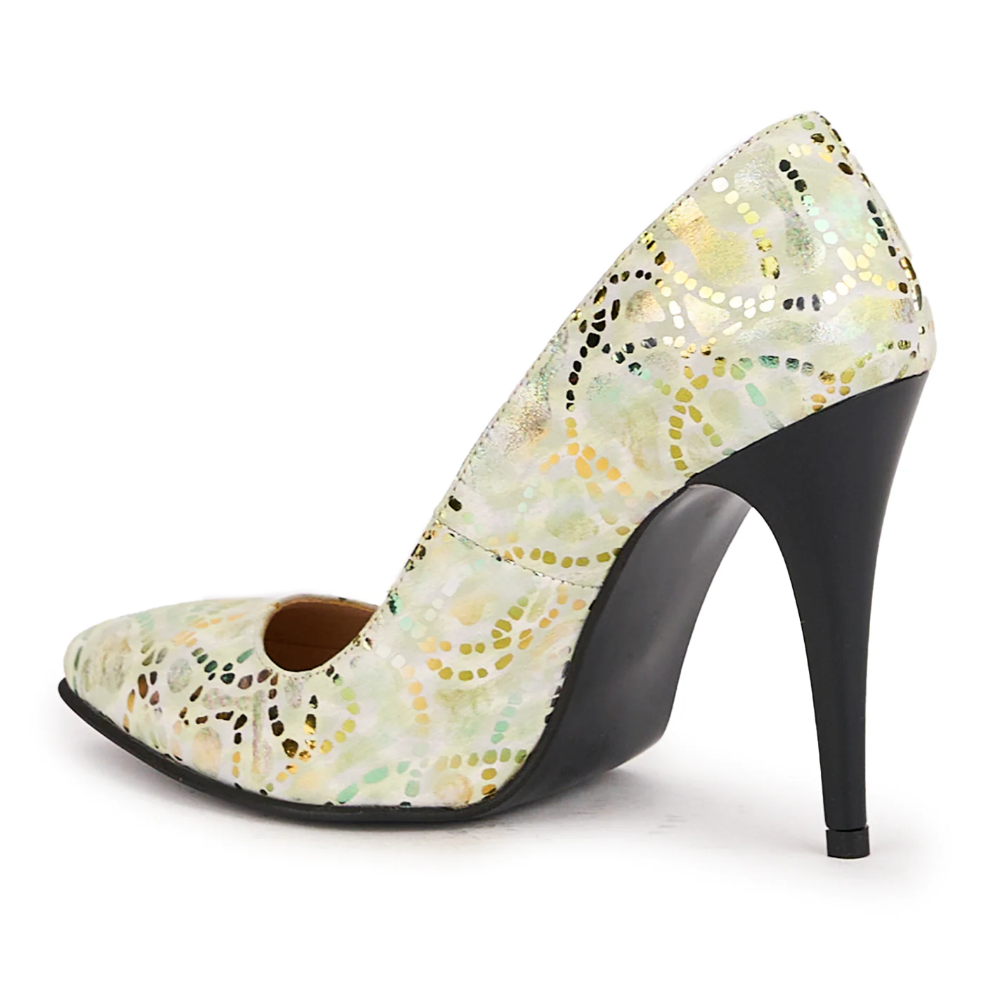 Pantofi dama din piele naturala multicolor cu toc subtire 11 cm 16664 - Image 2