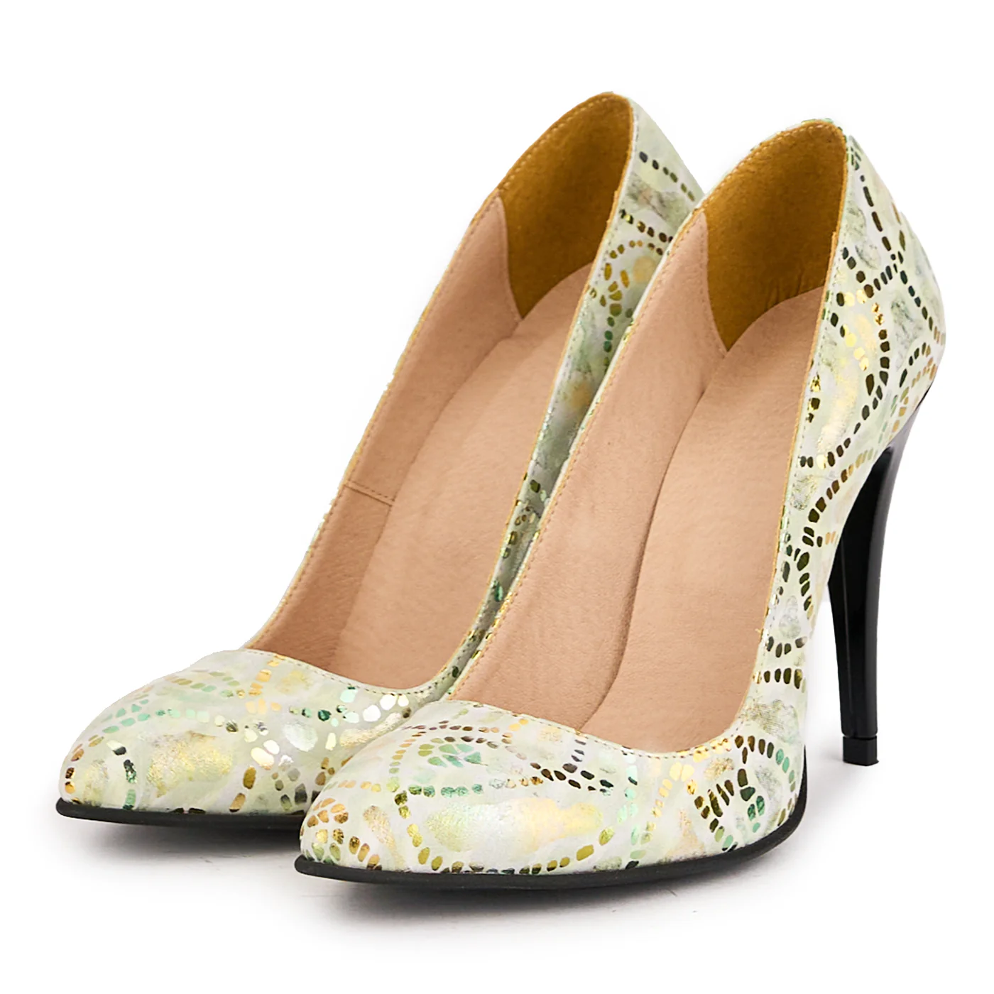 Pantofi dama din piele naturala multicolor cu toc subtire 11 cm 16664 - Image 3