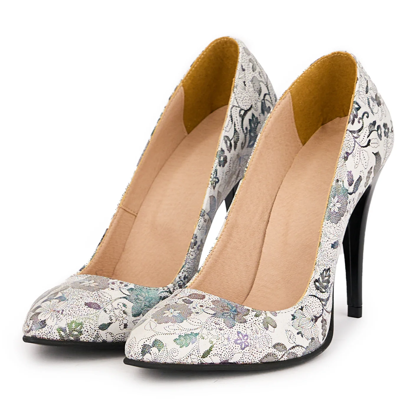 Pantofi dama din piele naturala multicolor cu toc subtire 11 cm 16666 - Image 3