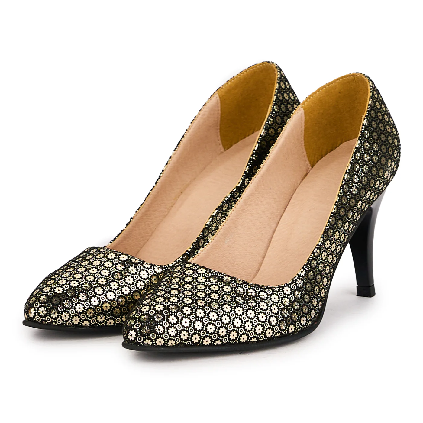 Pantofi dama din piele naturala multicolor cu toc subtire 8.5 cm 16661 - Image 3