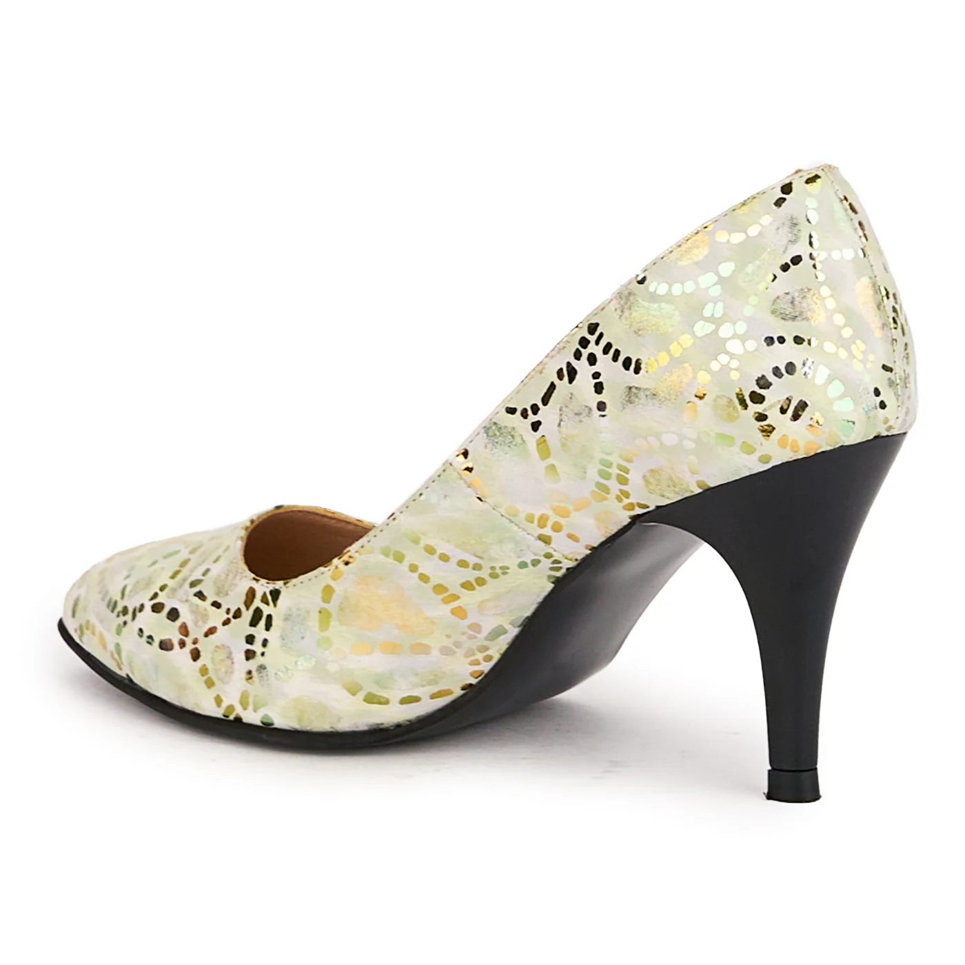 Pantofi dama din piele naturala multicolor cu toc subtire 8.5 cm 16662 - Image 2