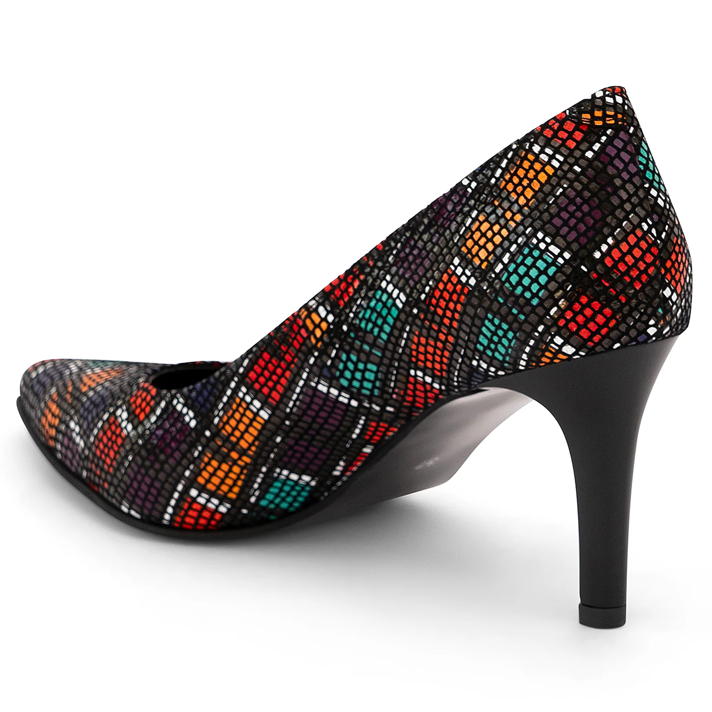 Pantofi dama din piele naturala multicolor cu toc subtire 8 cm 14187 - Image 2
