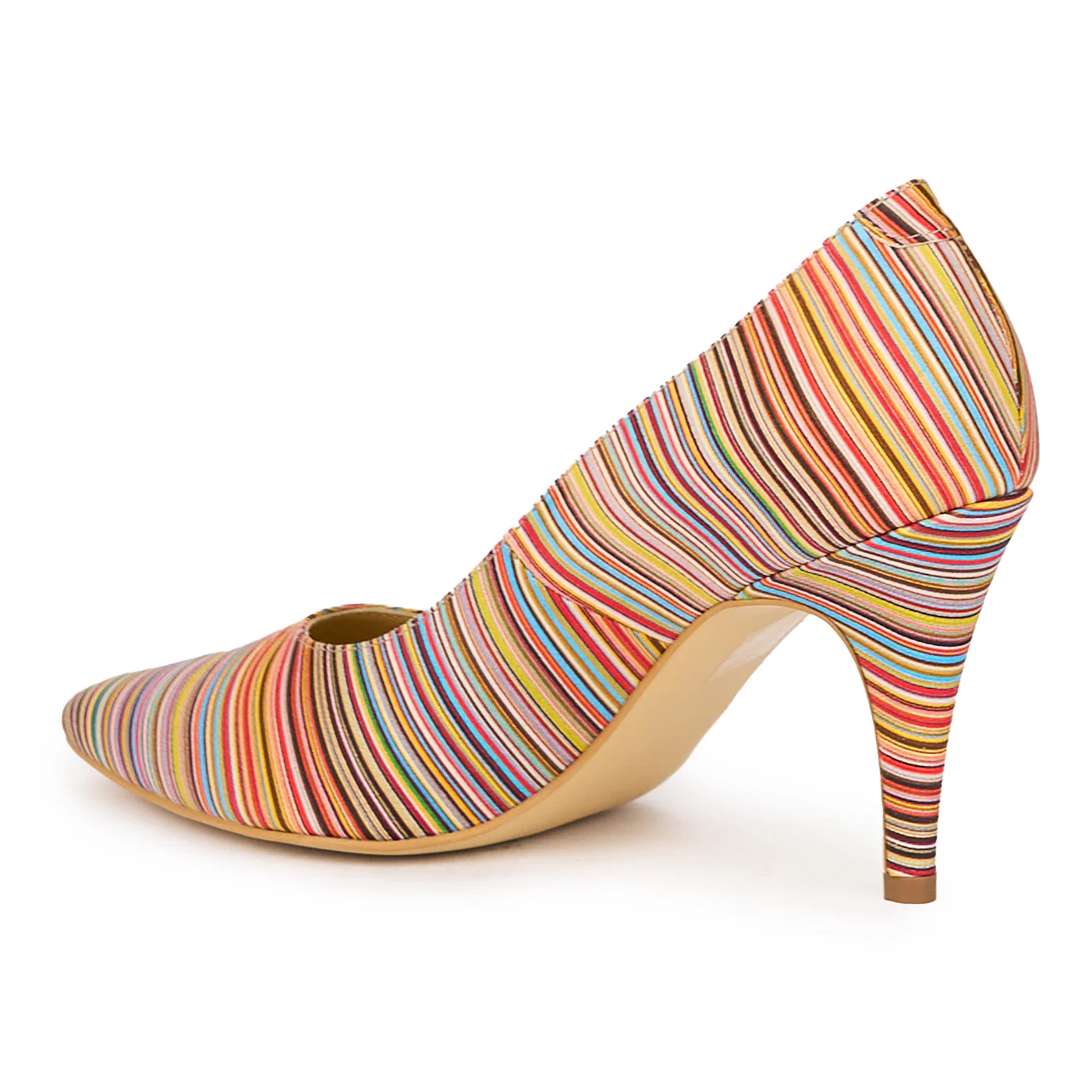 Pantofi dama din piele naturala multicolor cu toc subtire 9 cm 15360 - Image 2