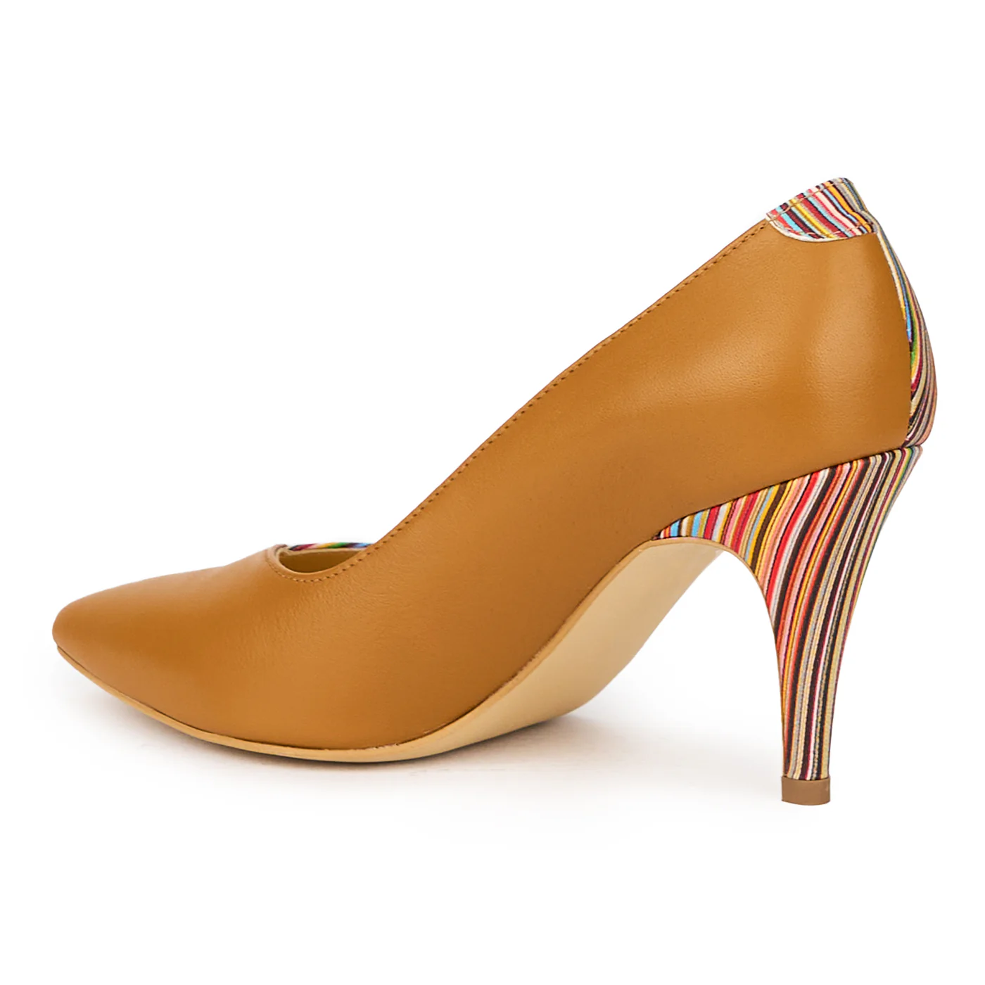 Pantofi dama din piele naturala multicolor cu toc subtire 9 cm 15450 - Image 2