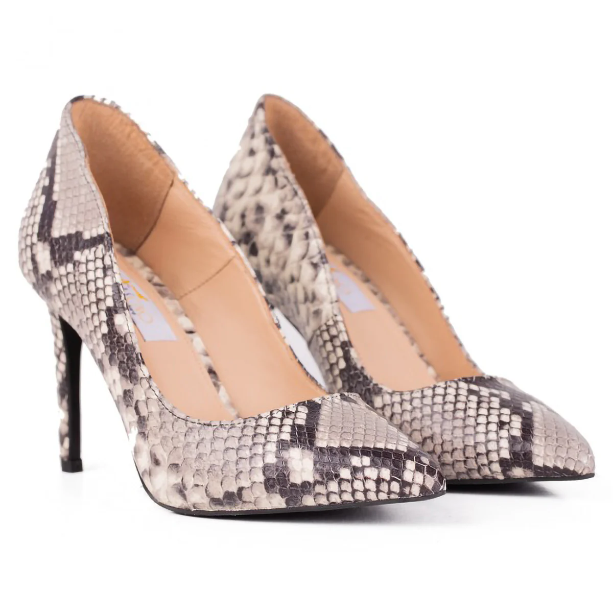 Pantofi dama din piele naturala multicolor cu toc subtire 9 cm 15775 - Image 3