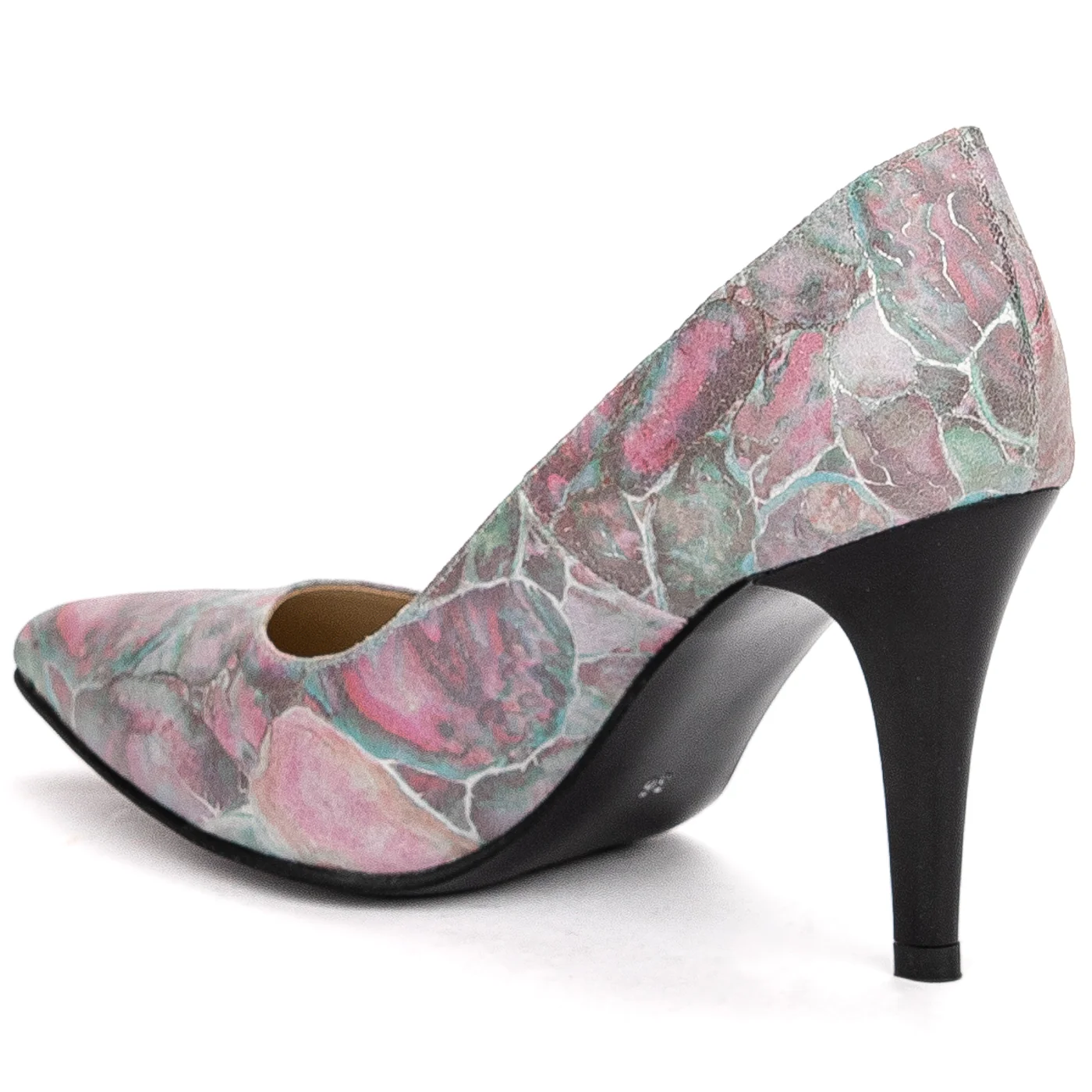 Pantofi dama din piele naturala multicolor cu toc subtire 9cm 13703 - Image 2