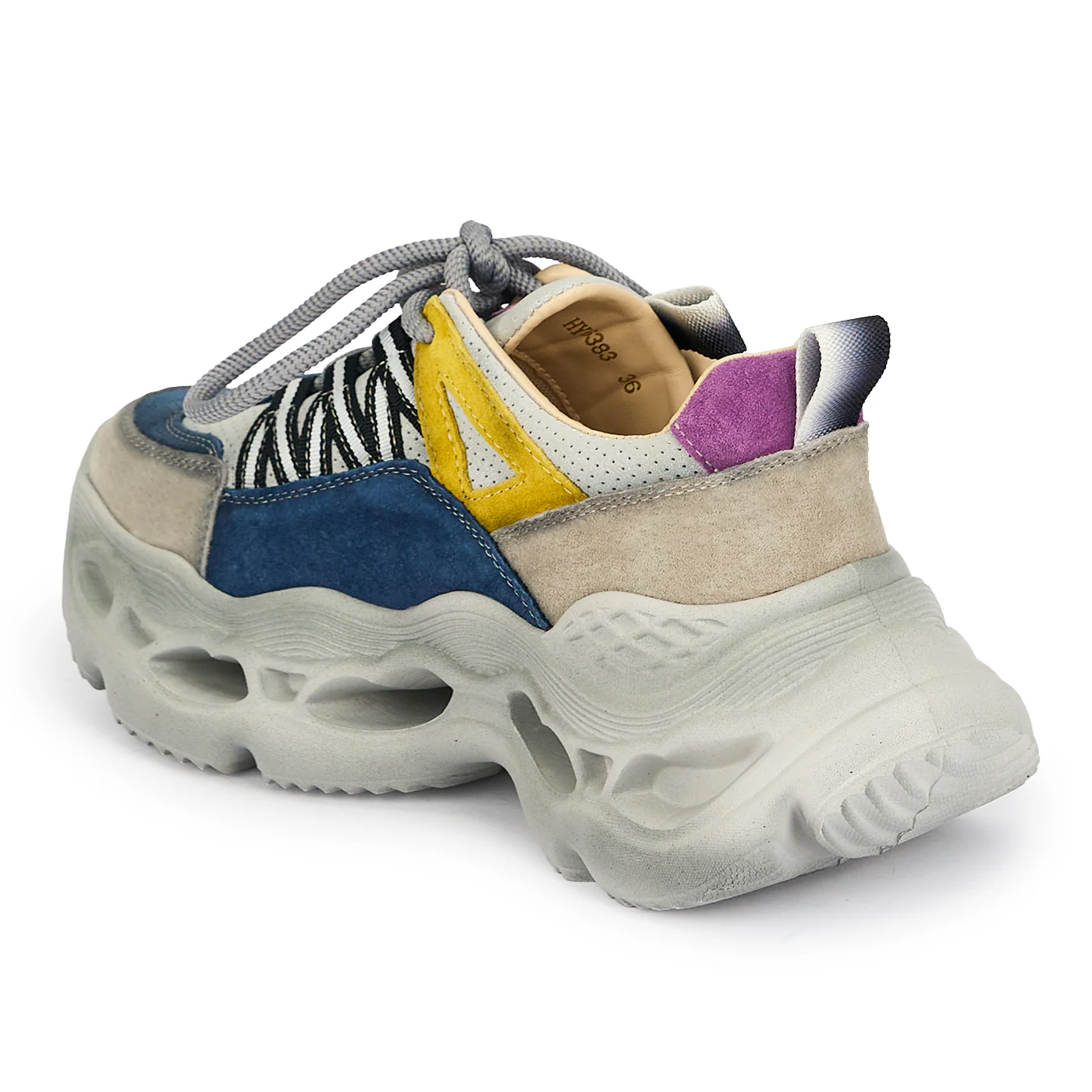 Pantofi dama din piele naturala multicolora cu talpa inalta 6 cm 19273 - Image 2