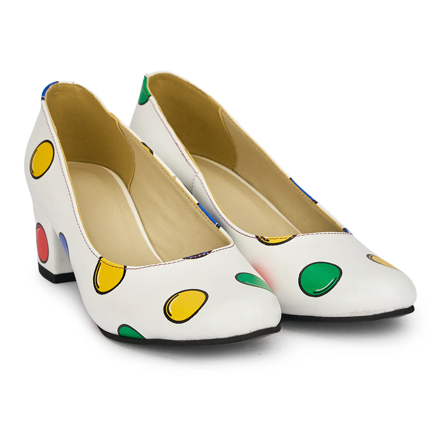 Pantofi dama din piele naturala multicolora cu toc gros 5 cm 18988 - Image 4