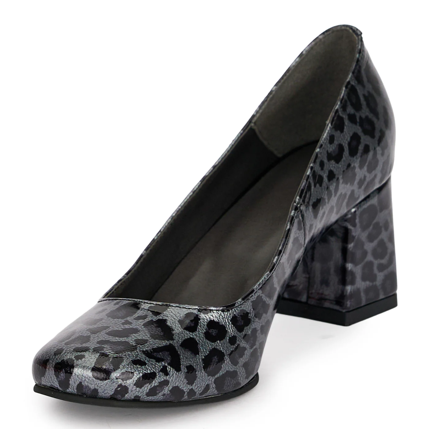 Pantofi dama din piele naturala multicolora cu toc gros 6.5 cm 18876 - Image 3