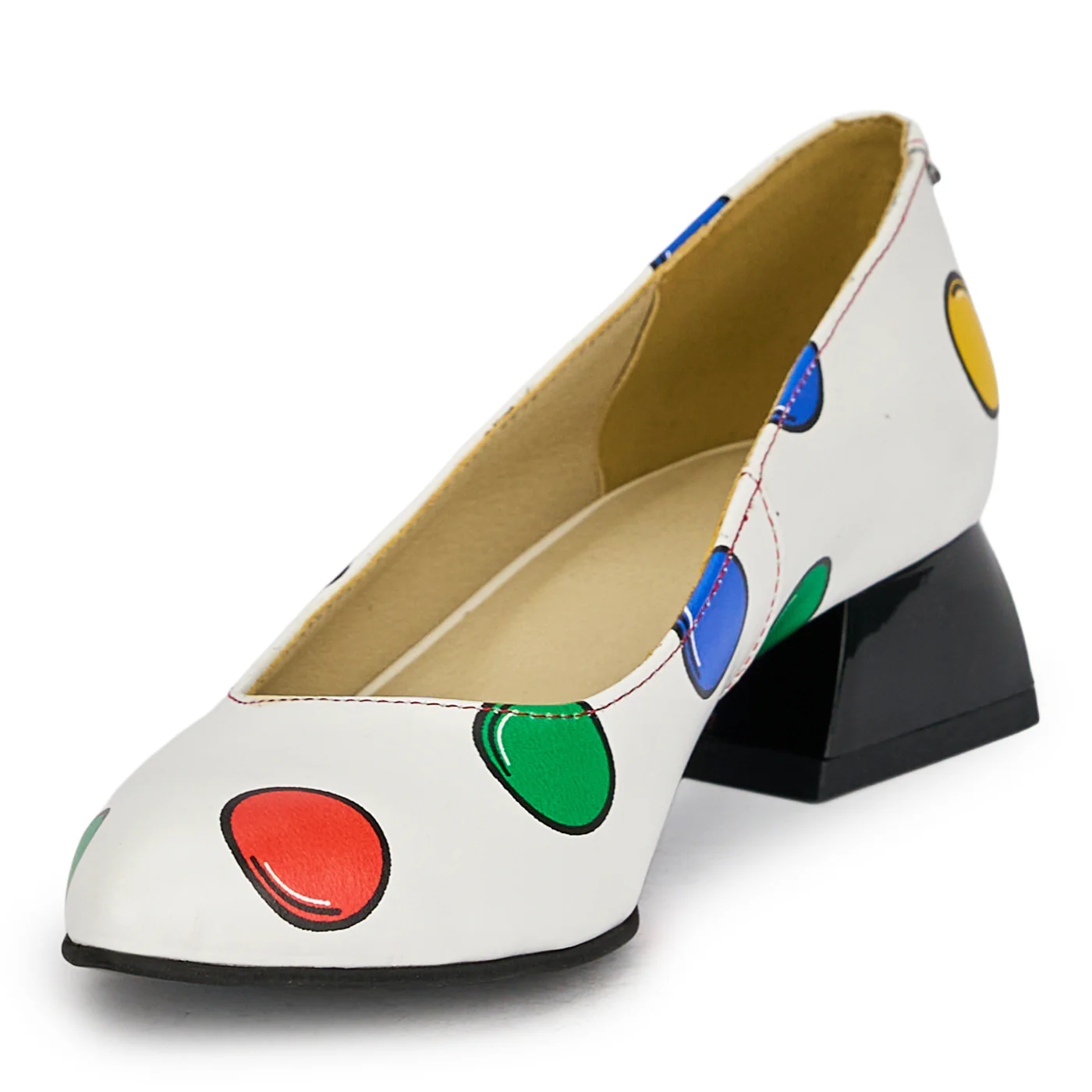 Pantofi dama din piele naturala multicolora cu toc mic 3.5 cm 18987 - Image 3