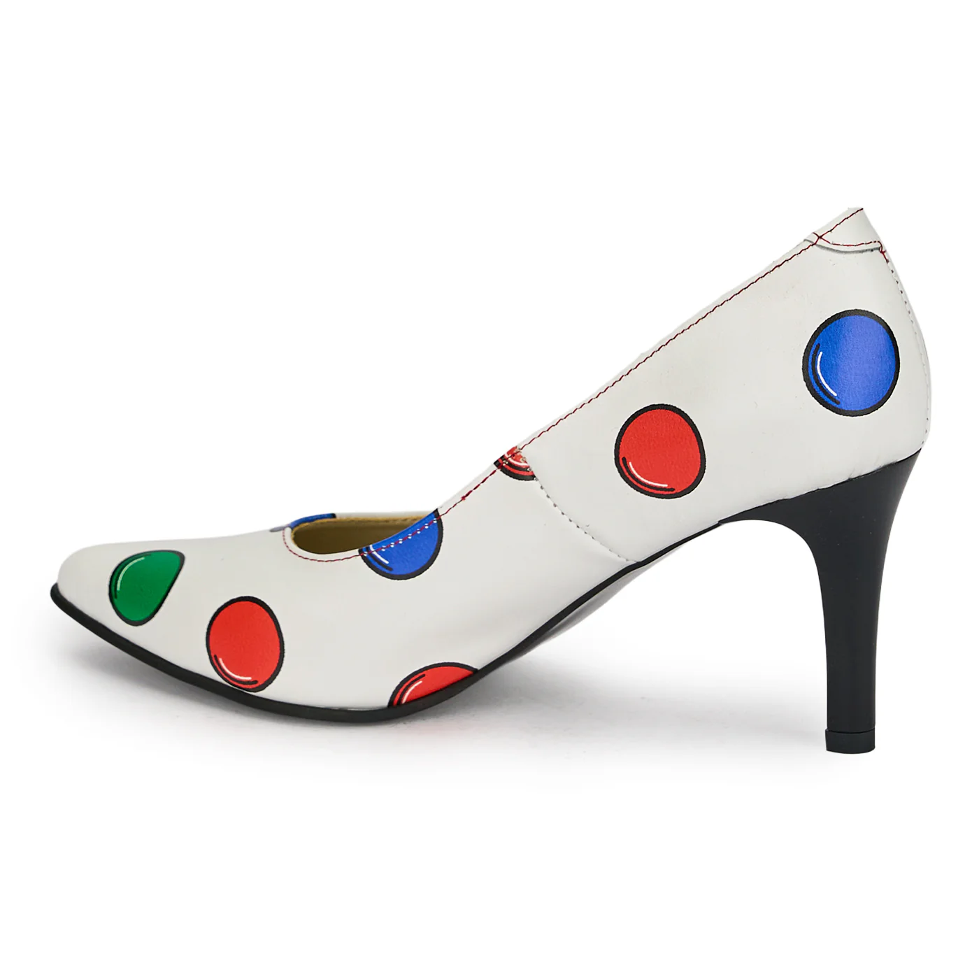 Pantofi dama din piele naturala multicolora cu toc subtire 7.5 cm 18985 - Image 2