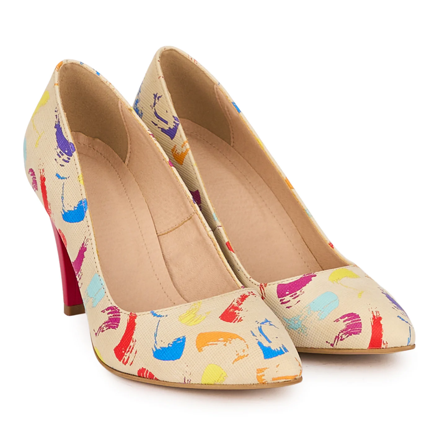 Pantofi dama din piele naturala multicolora cu toc subtire 8.5 cm 18512 - Image 4