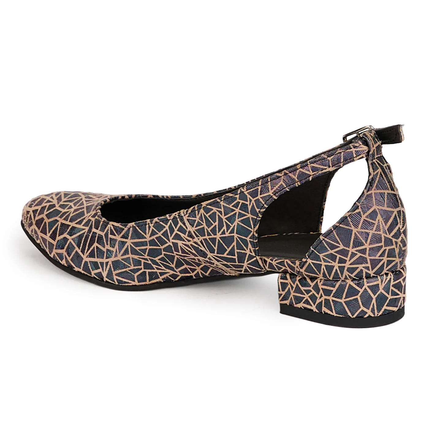 Pantofi dama din piele naturala multicolora decupati lateral cu toc mic 3 cm 18428 - Image 2