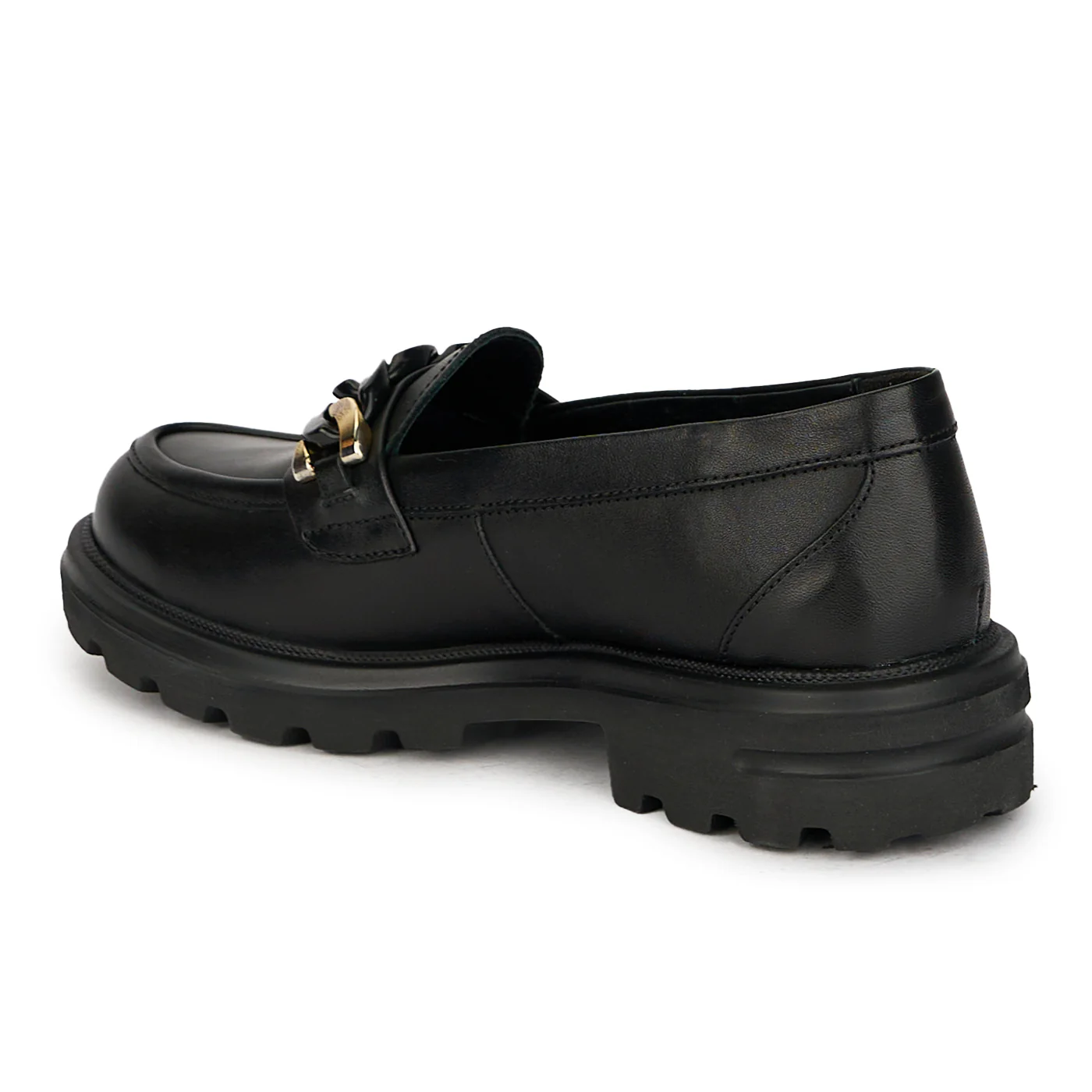 Pantofi dama din piele naturala neagra cu accesoriu metalic 17839 - Image 2