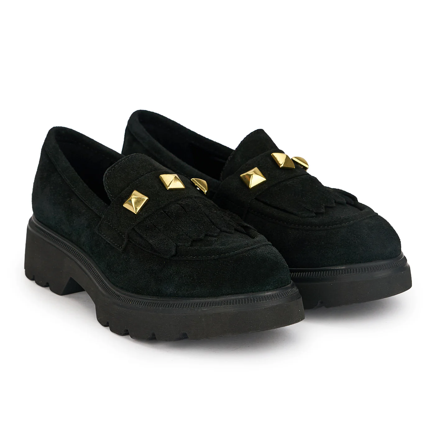 Pantofi dama din piele naturala neagra cu accesorii metalice 19095 - Image 4