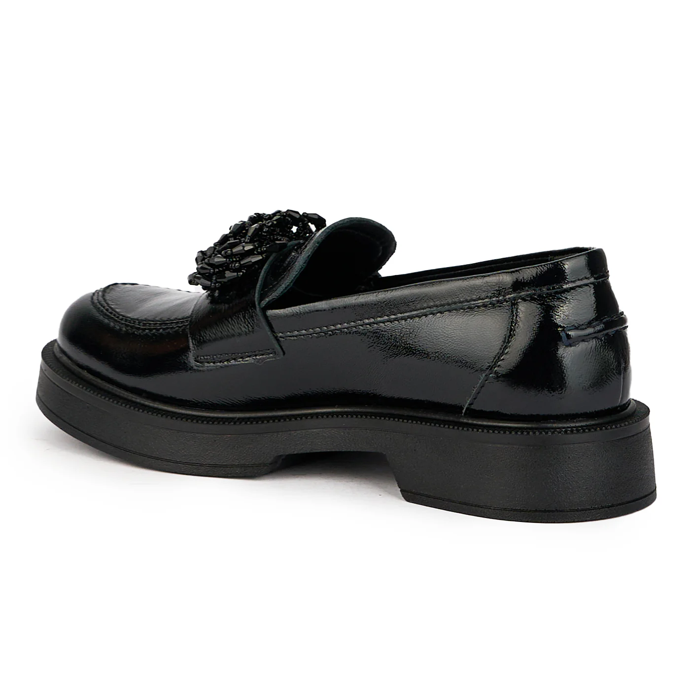 Pantofi dama din piele naturala neagra cu accesoriu 15836 - Image 2