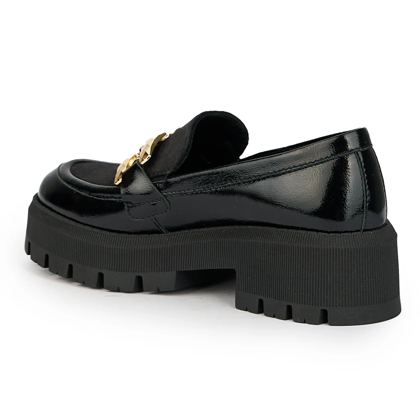 Pantofi dama din piele naturala neagra cu accesoriu metalic 15838 - Image 2