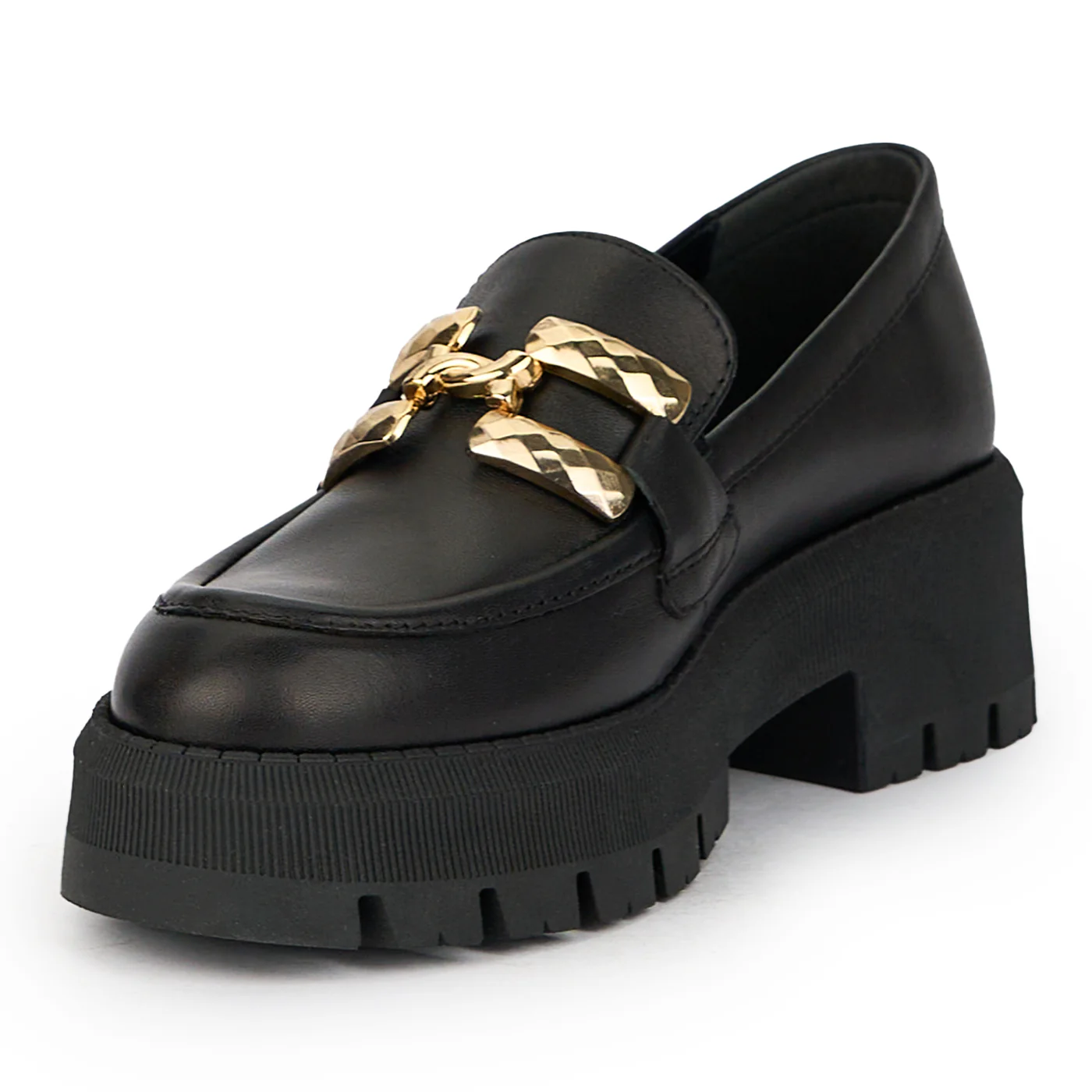 Pantofi dama din piele naturala neagra cu accesoriu metalic 15839 - Image 3