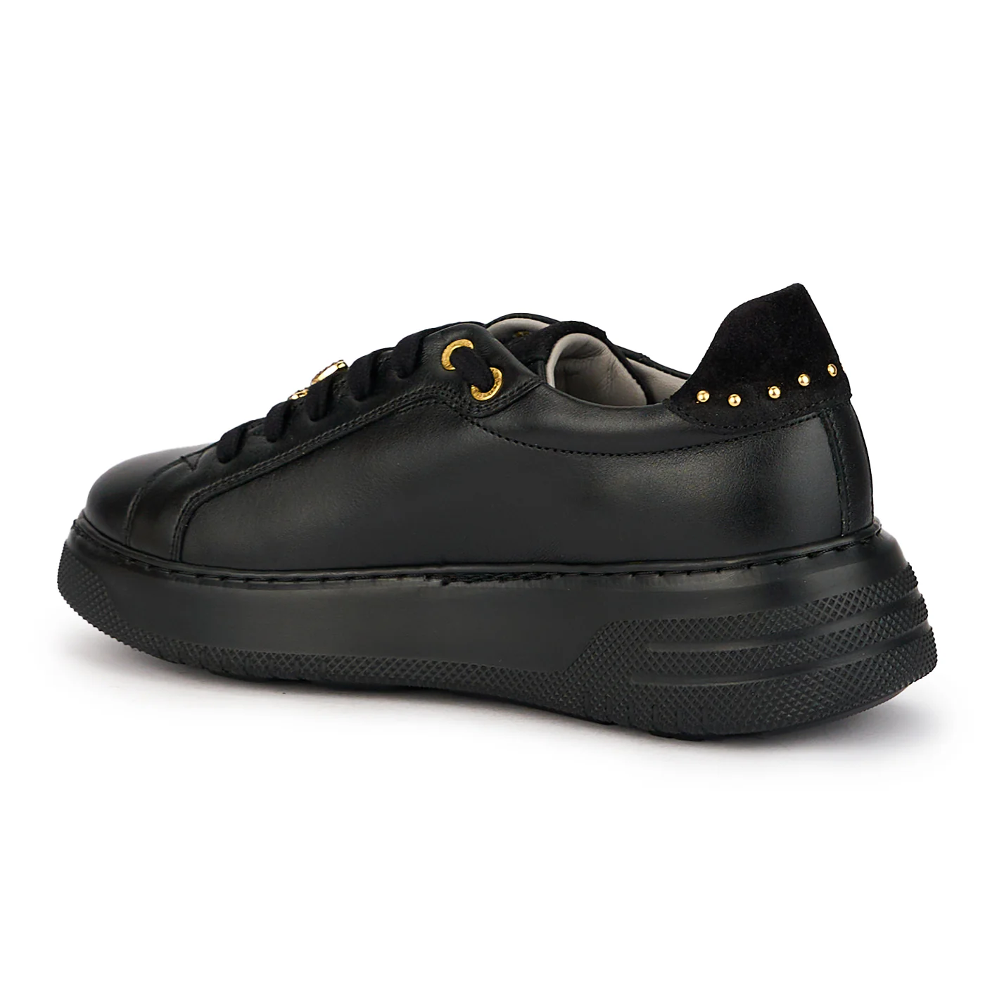Pantofi dama din piele naturala neagra cu accesoriu metalic 16086 - Image 3