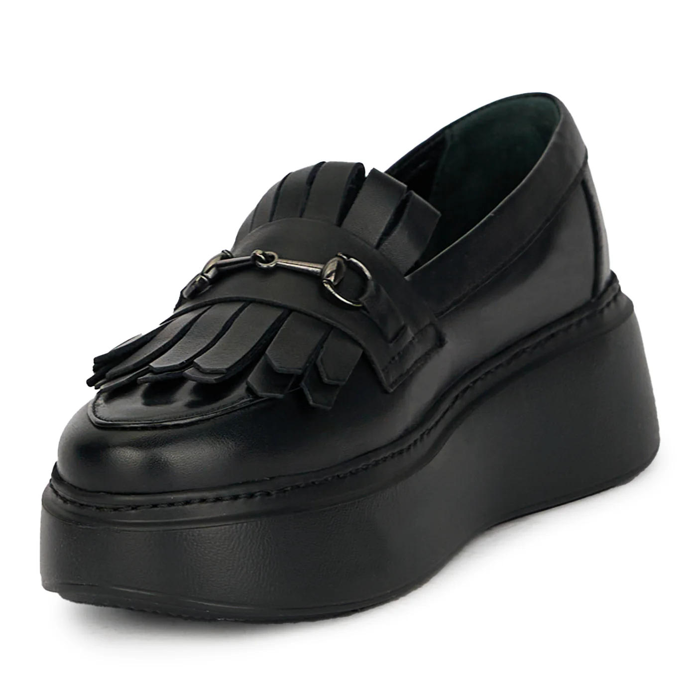Pantofi dama din piele naturala neagra cu accesoriu metalic 17648 - Image 3