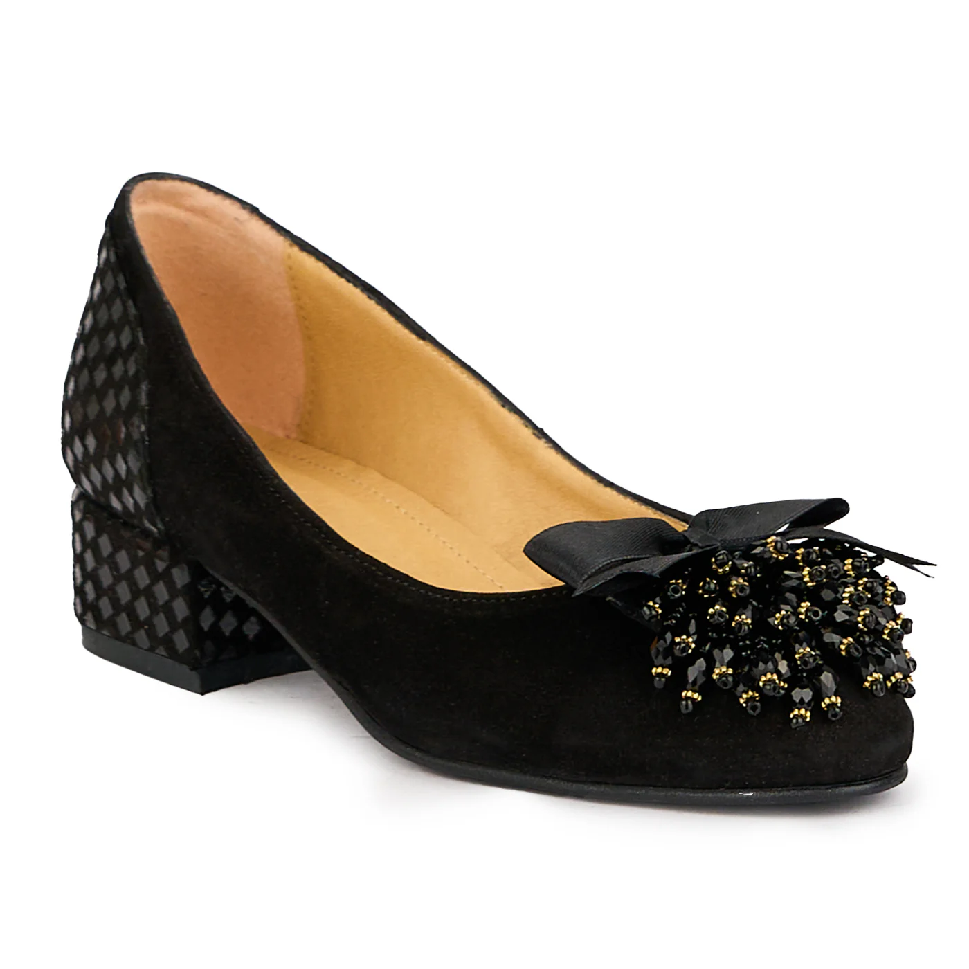 Pantofi dama din piele naturala neagra cu accesoriu si toc mic 3.5 cm 16353 - Image 3