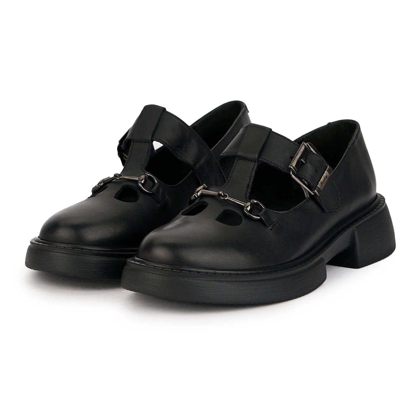 Pantofi dama din piele naturala neagra cu bareta pe glezna 16077 - Image 3