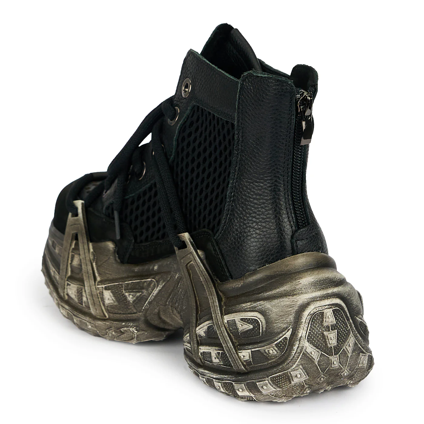 Pantofi dama din piele naturala neagra cu plasa 19286 - Image 2