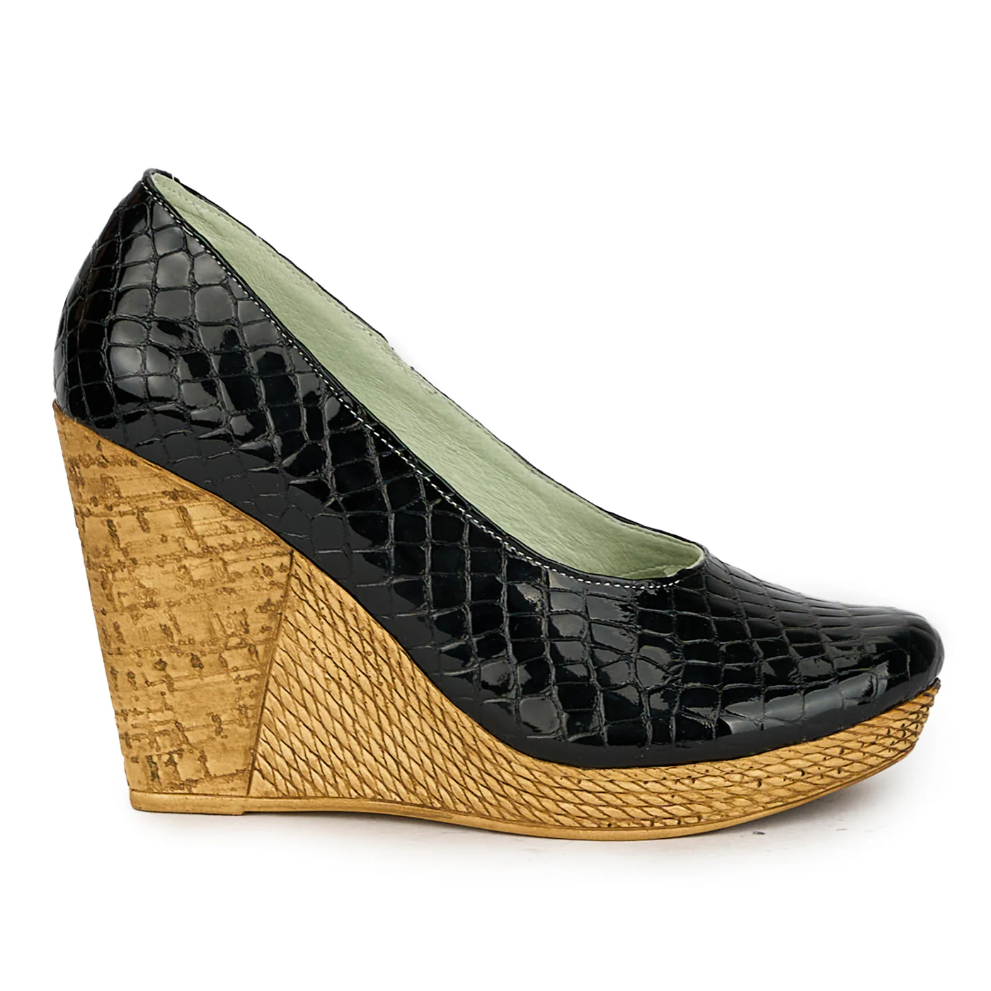 Pantofi dama din piele naturala neagra cu platforma 17549
