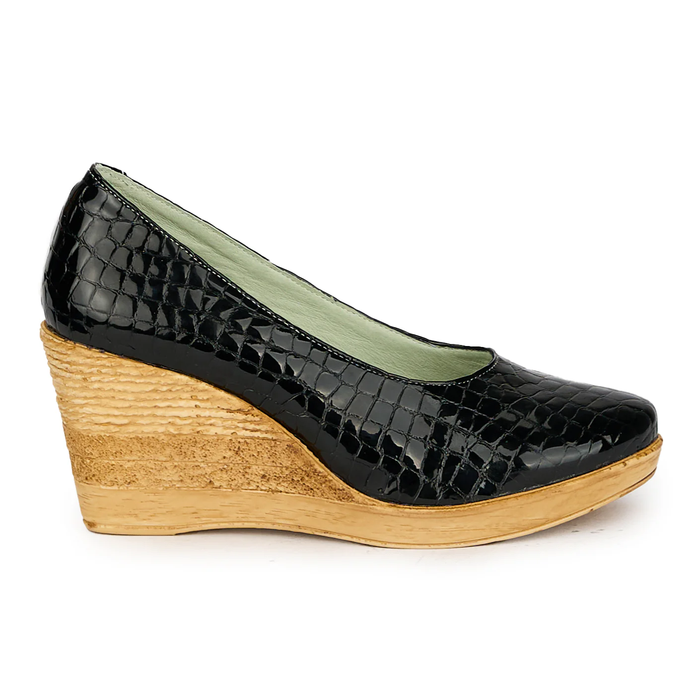 Pantofi dama din piele naturala neagra cu platforma 17554