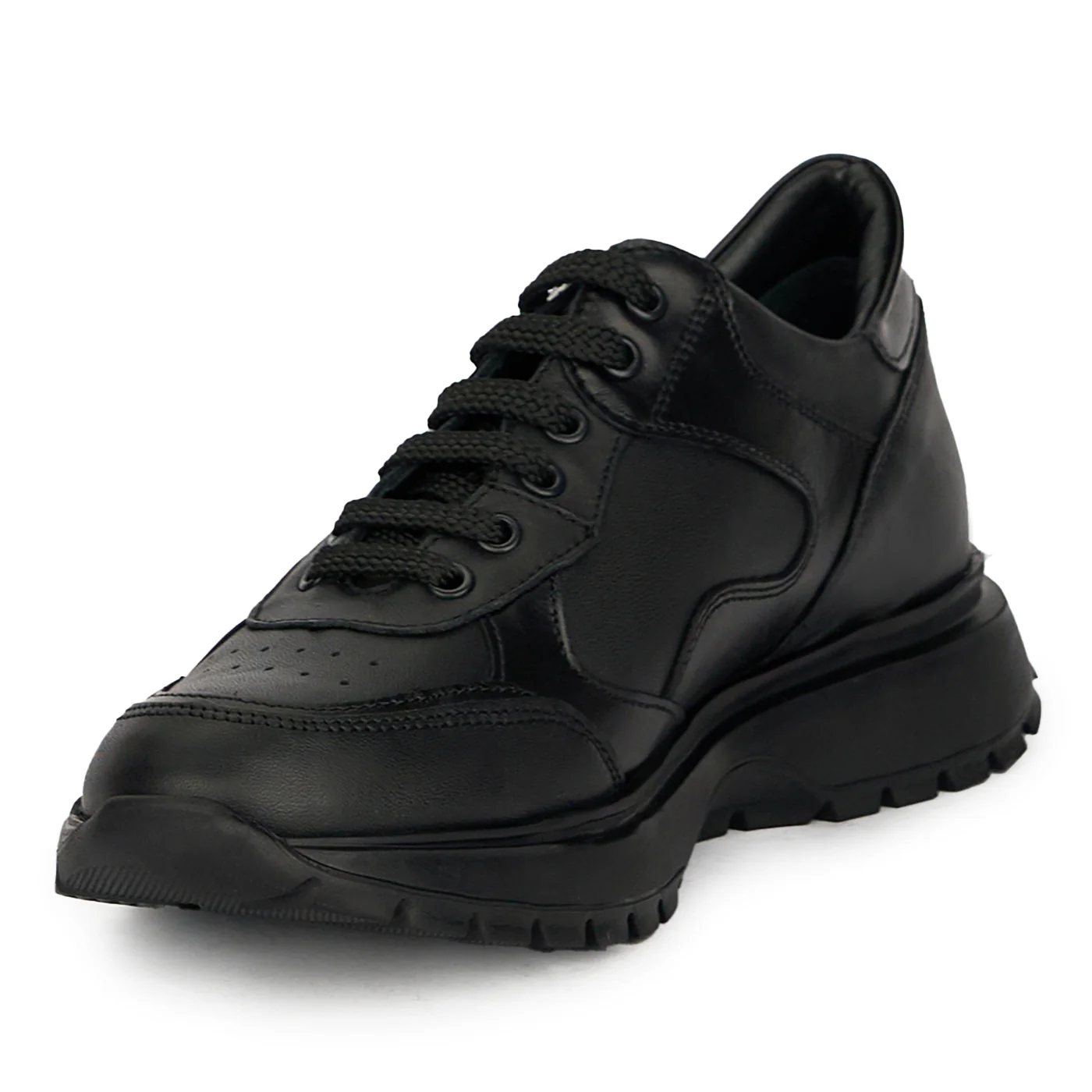 Pantofi dama din piele naturala neagra cu siret 17649 - Image 3