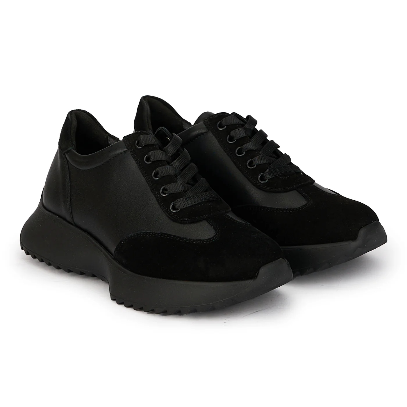 Pantofi dama din piele naturala neagra cu siret 18084 - Image 4