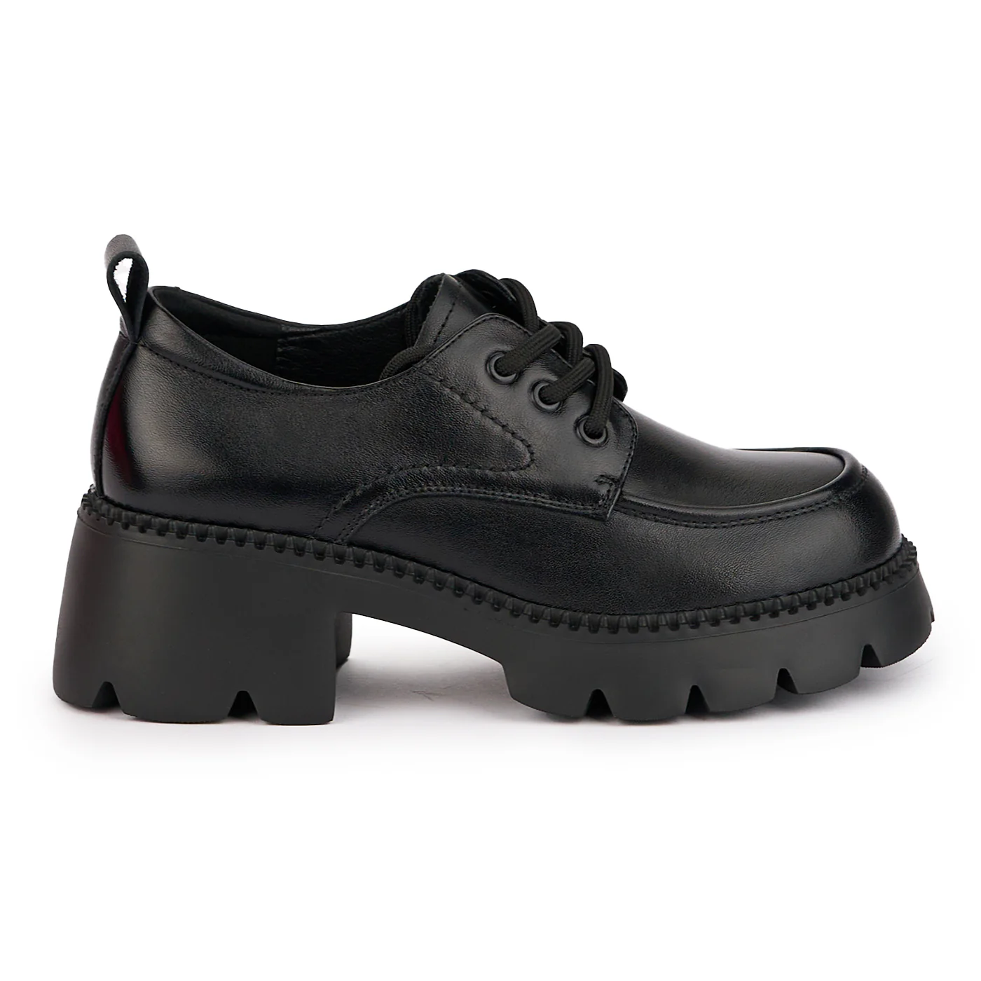 Pantofi dama din piele naturala neagra cu talpa inalta 16841 - Image 3
