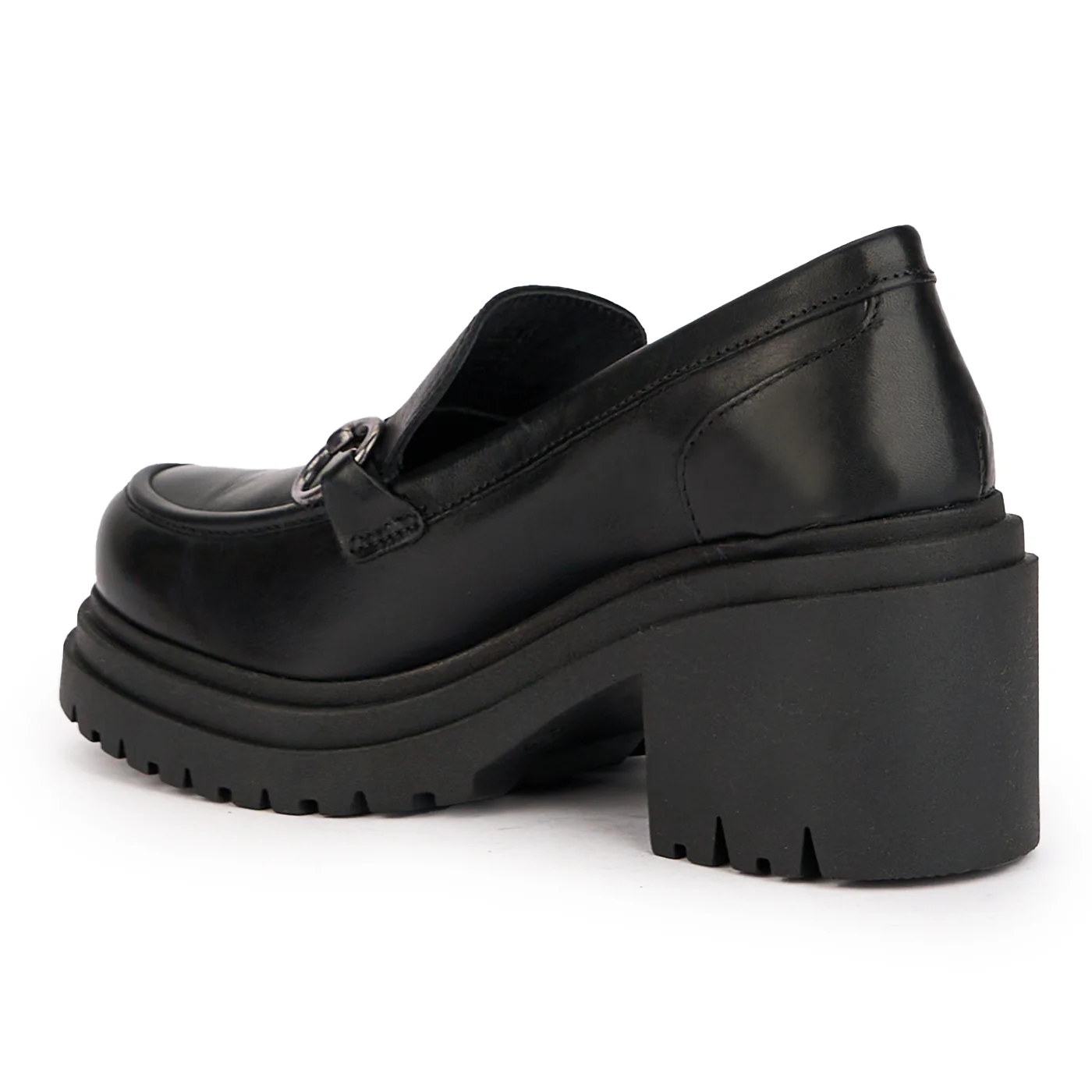 Pantofi dama din piele naturala neagra cu talpa inalta 17005 - Image 2