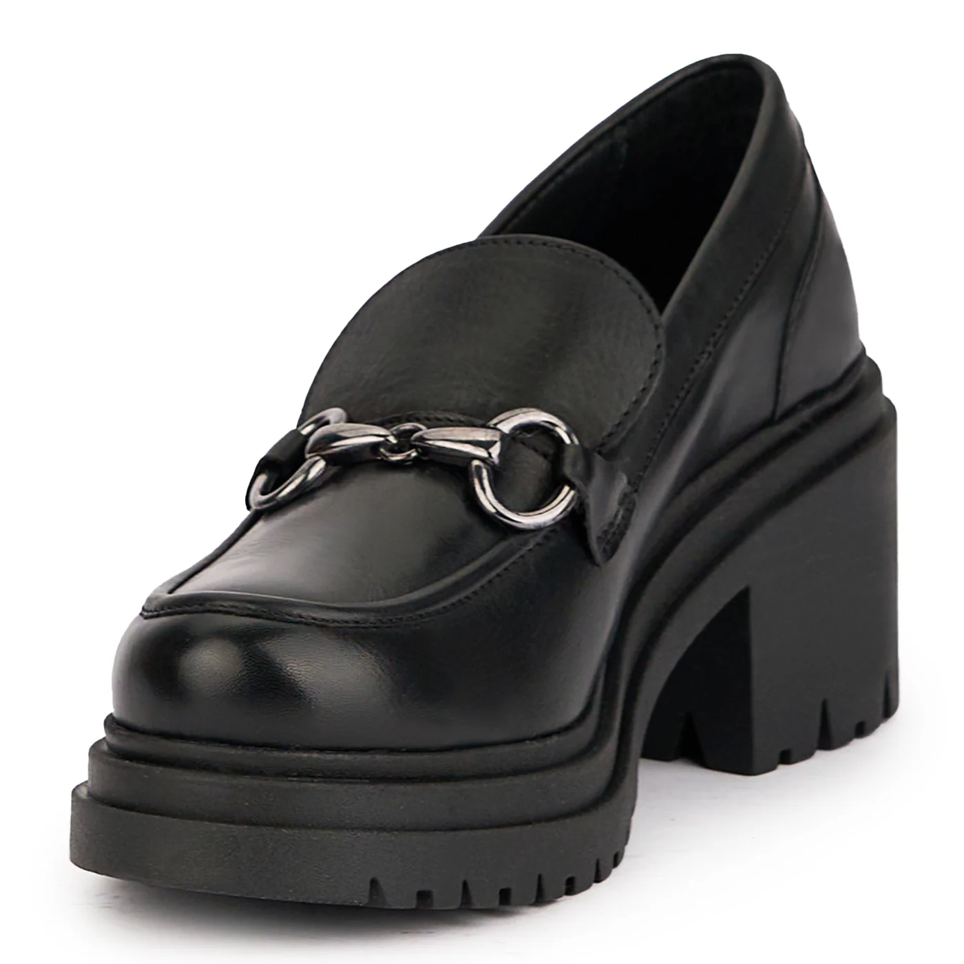 Pantofi dama din piele naturala neagra cu talpa inalta 17005 - Image 3