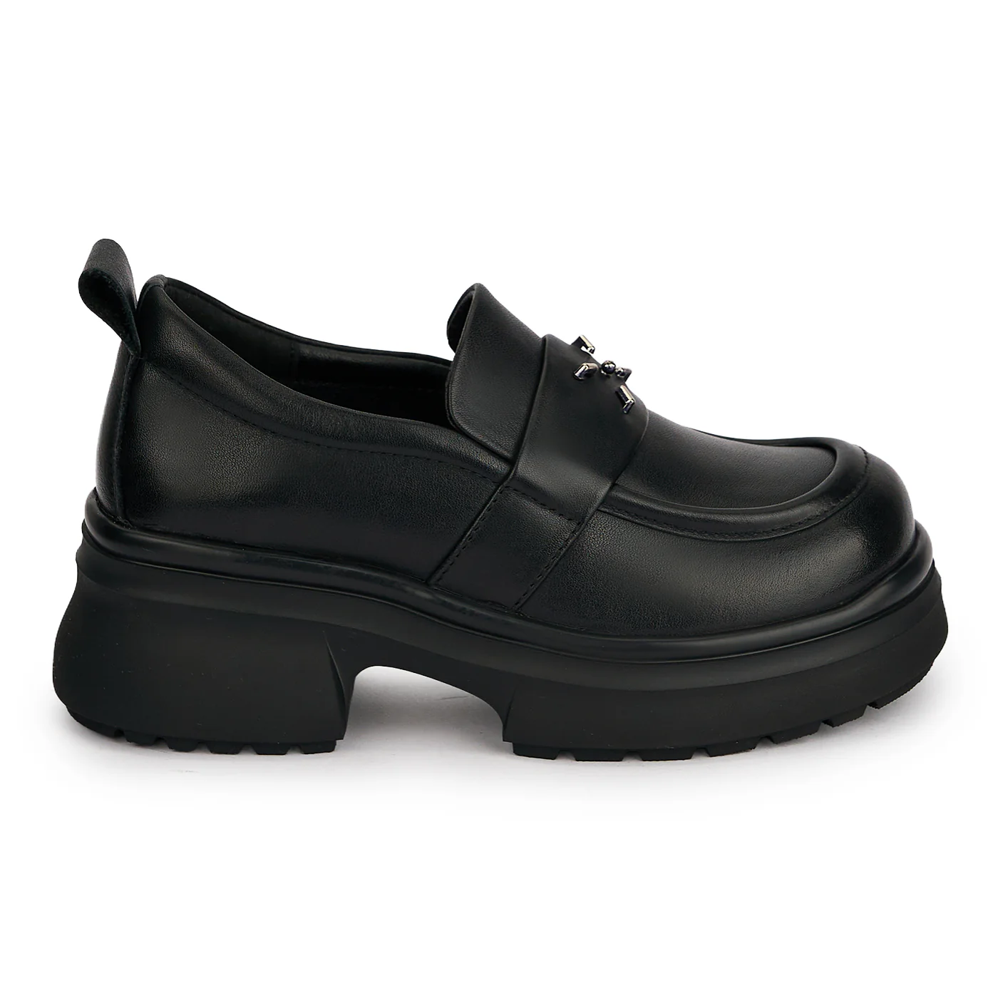 Pantofi dama din piele naturala neagra cu talpa inalta 5.5 cm 19506