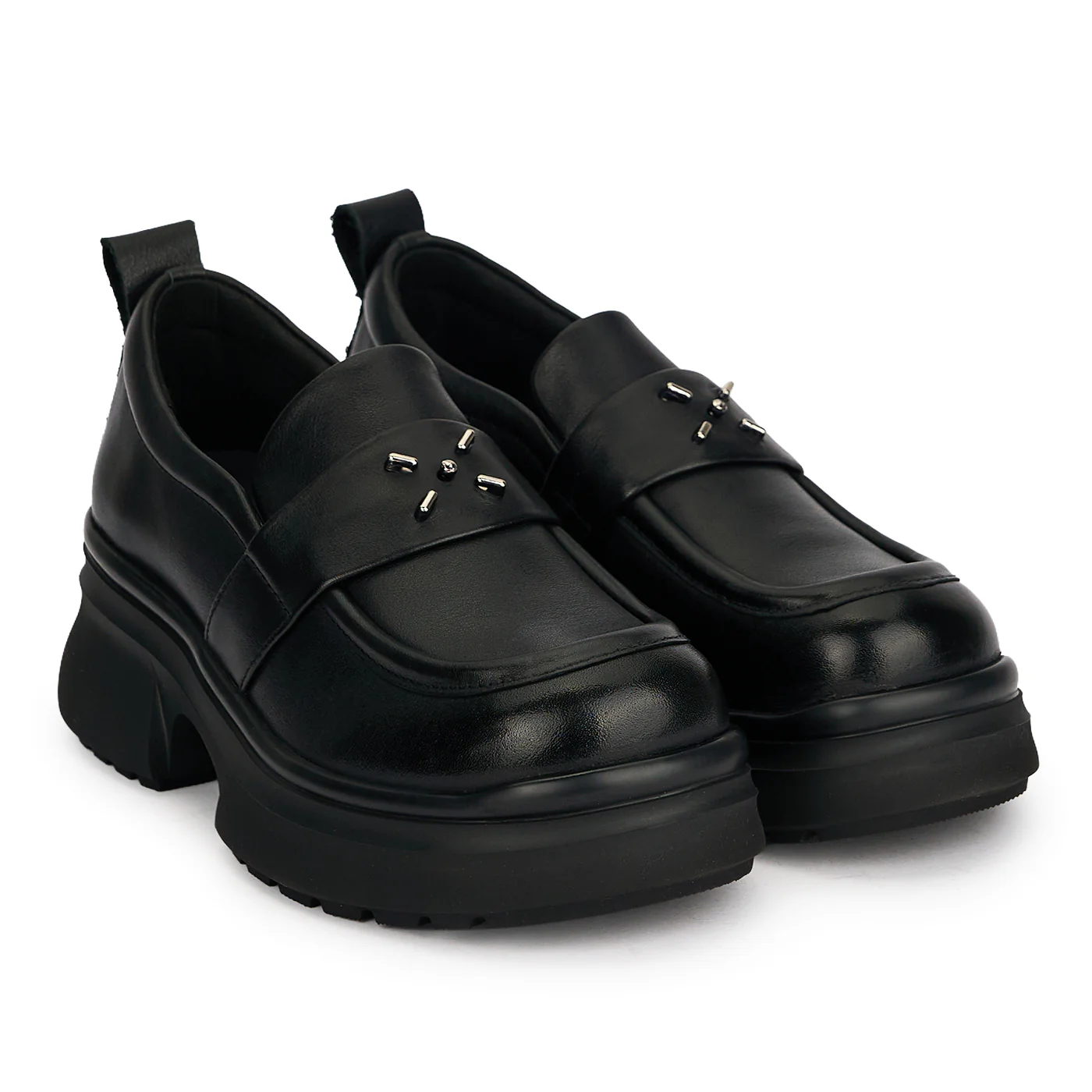 Pantofi dama din piele naturala neagra cu talpa inalta 5.5 cm 19506 - Image 4