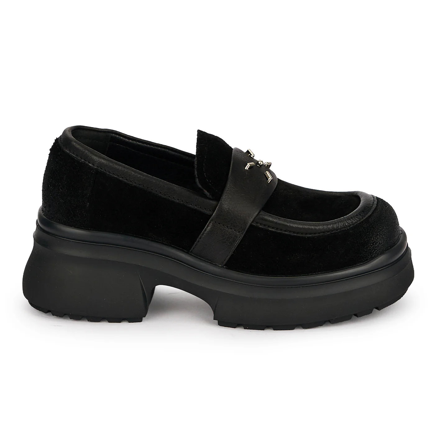 Pantofi dama din piele naturala neagra cu talpa inalta 5.5 cm 19507