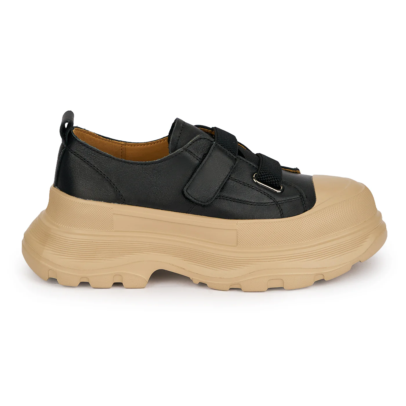 Pantofi dama din piele naturala neagra cu talpa inalta 5.5 cm 19518