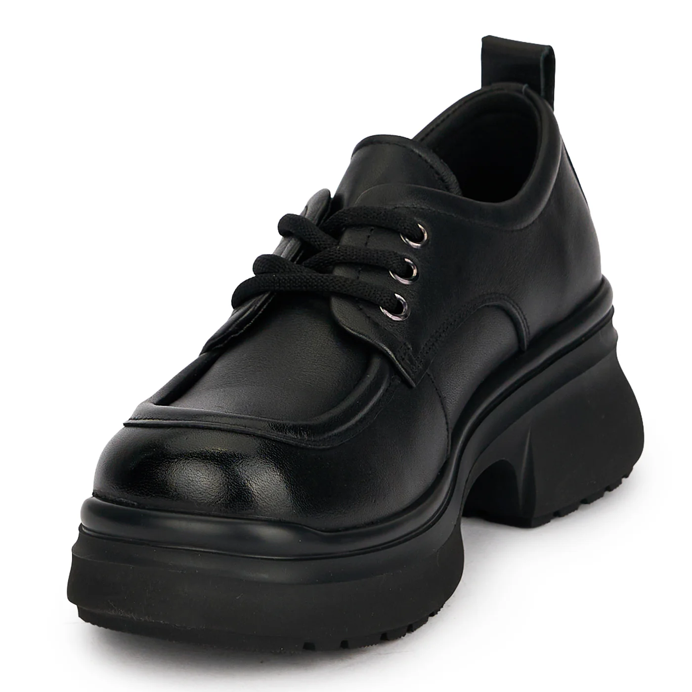 Pantofi dama din piele naturala neagra cu talpa inalta 5.5 cm 19549 - Image 3