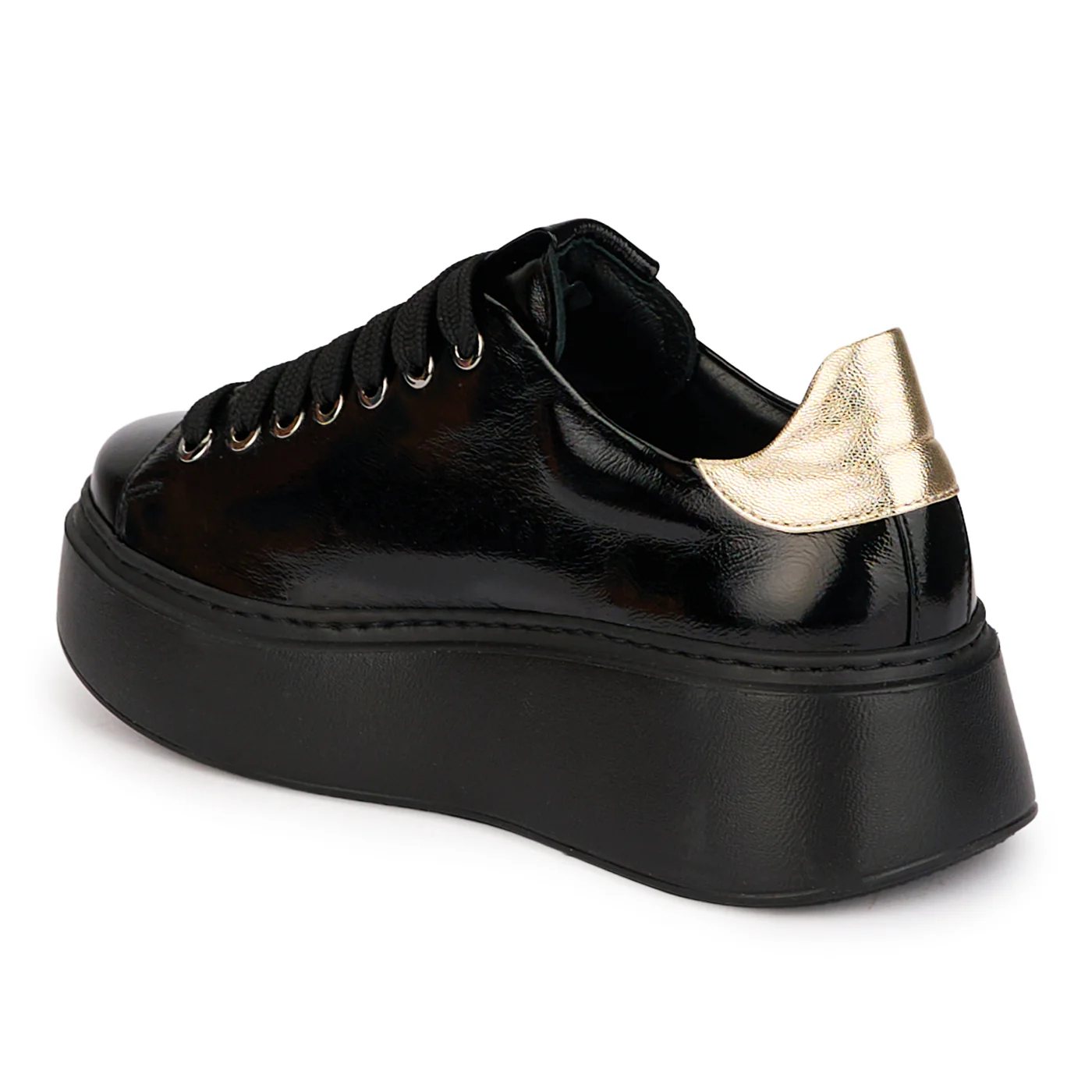 Pantofi dama din piele naturala neagra cu talpa inalta 5 cm 18471 - Image 2