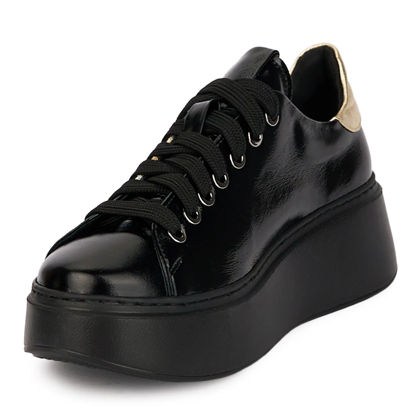 Pantofi dama din piele naturala neagra cu talpa inalta 5 cm 18471 - Image 3