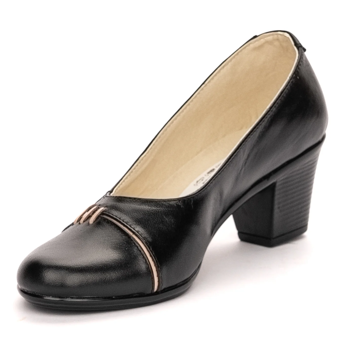 Pantofi dama din piele naturala neagra cu toc 6 cm 13430 - Image 3